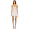 Pink Rose Print Spaghetti Strap Backless Ruffled Midweight Floral Chiffon Fabric Mini Dress