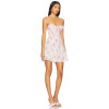 Pink Rose Print Spaghetti Strap Backless Ruffled Midweight Floral Chiffon Fabric Mini Dress