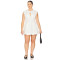 White Round Neck Slit Sleeveless Fitted Puff Skirt Midweight Poplin Fabric Mini Dress