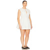 White Round Neck Slit Sleeveless Fitted Puff Skirt Midweight Poplin Fabric Mini Dress