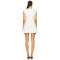 White Round Neck Slit Sleeveless Fitted Puff Skirt Midweight Poplin Fabric Mini Dress