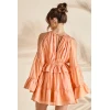 Elegant Halter-Neckline Long Sleeves With Cut Outs Ruffle Tight Waist Formal Dress