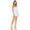 Blue White Striped Strapless Ruffled Hem Backless Bodycon Mini Dress