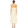 Elegant Deep V Neck Tie up Straps Off White Halter Neck Midi Dress