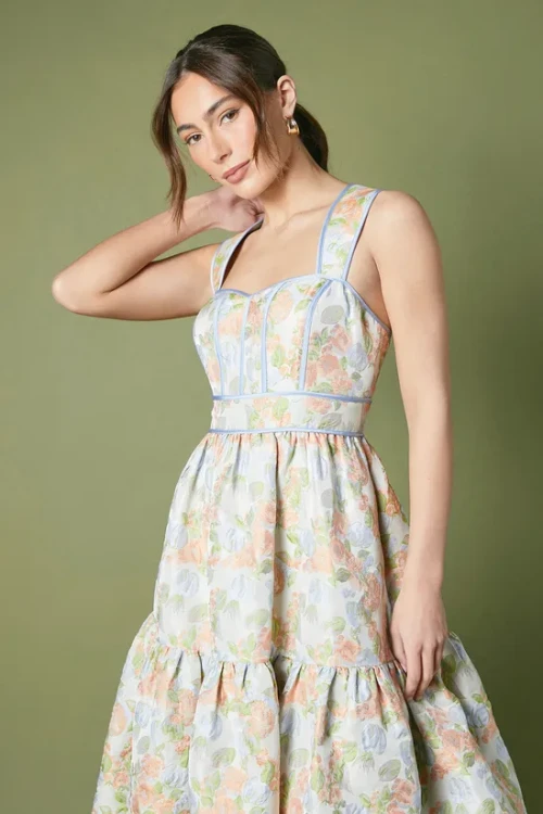 Elegant Sweat Heart-Neckline Sleeveless Ruffle Tight Waist Casual Tiered Dress