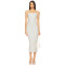 Light Gray Floral Embroidery Thin Shoulder Straps Bodycon Midi Dress