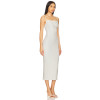 Light Gray Floral Embroidery Thin Shoulder Straps Bodycon Midi Dress