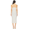 Light Gray Floral Embroidery Thin Shoulder Straps Bodycon Midi Dress