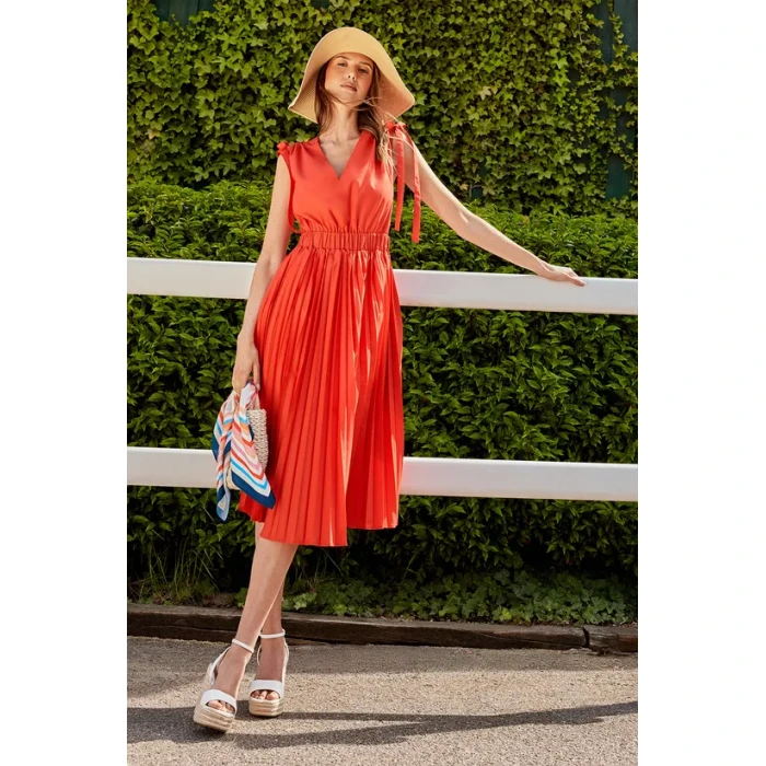Fashion Elegant V-Neckline Backless Ruffle Tight Waist Solid Color Formal Dress