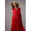 Fashion Elegant V-Neckline Backless Ruffle Tight Waist Solid Color Formal Dress