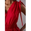Fashion Elegant V-Neckline Backless Ruffle Tight Waist Solid Color Formal Dress