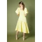 Fashion Elegant V-Neckline Ruff Sleeve Ruffle Tight Waist Solid Color Formal Dress