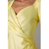 Fashion Elegant V-Neckline Ruff Sleeve Ruffle Tight Waist Solid Color Formal Dress