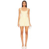 2025 Hot Sale Fashionbale Yellow Lace Trimmed Square Neckline Tie up Details Short Dress