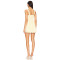 2025 Hot Sale Fashionbale Yellow Lace Trimmed Square Neckline Tie up Details Short Dress