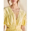 Elegant Fashion V-Neckline Short Sleeve Cut Out Ruffle Tight Waist Solid Color Formal Dress