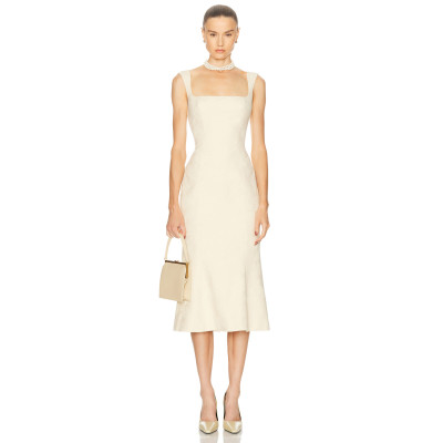 Elegant Fashion Square-Neckline Sleeveless Backless Solid Color Formal Dress