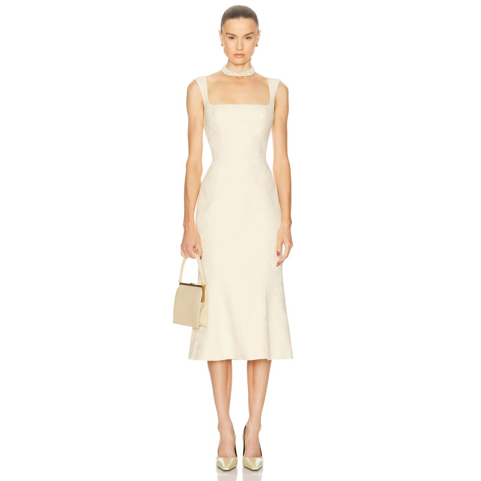 Elegant Fashion Square-Neckline Sleeveless Backless Solid Color Formal Dress