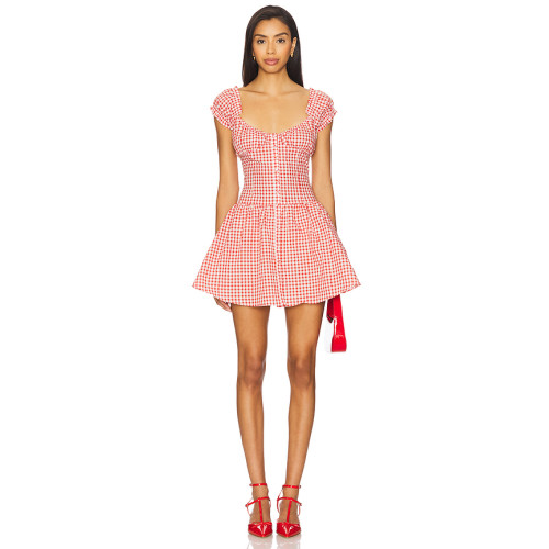 Textured Romantic Chic Vintage-inspired Sweetheart neckline Structured Fitting Woman's Mini Dress