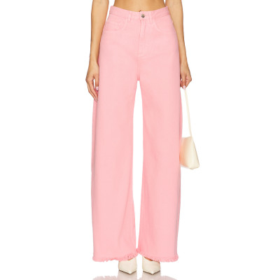 Flowy High waisted Oversized Playful Casual Wide leg Frayed hem Classical pocket Woman's Pants