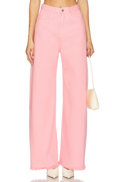 Flowy High waisted Oversized Playful Casual Wide leg Frayed hem Classical pocket Woman's Pants