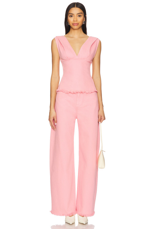 Flowy High waisted Oversized Playful Casual Wide leg Frayed hem Classical pocket Woman's Pants