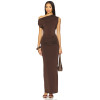 2025 Hot Sale Fashionable Vintage Elegant Form Fitting Ruched One Shoulder Maxi Dress