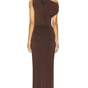 2025 Hot Sale Fashionable Vintage Elegant Form Fitting Ruched One Shoulder Maxi Dress