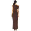 2025 Hot Sale Fashionable Vintage Elegant Form Fitting Ruched One Shoulder Maxi Dress