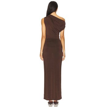 2025 Hot Sale Fashionable Vintage Elegant Form Fitting Ruched One Shoulder Maxi Dress