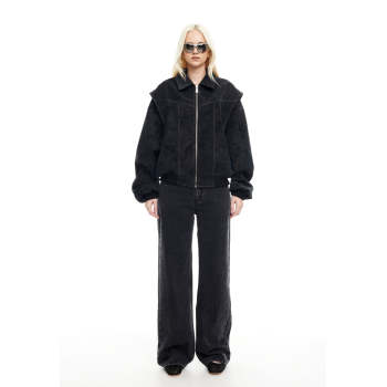 Handsome Fashion Long Sleeve Elasticated Cuffs And Hem Zip Front Coat