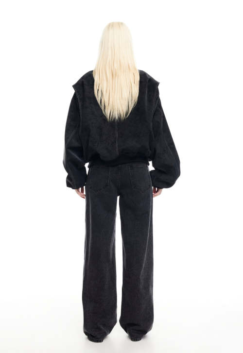 Handsome Fashion Long Sleeve Elasticated Cuffs And Hem Zip Front Coat