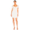 Sweet White Square Necked Puff Sleeves Bow Knot Mini Length Dress