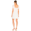 Sweet White Square Necked Puff Sleeves Bow Knot Mini Length Dress