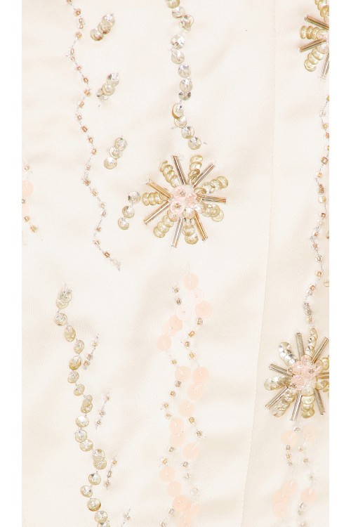 Glistening Bead Embroidered Square Necked Camisole Puff Mini Dress
