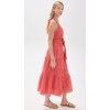 Elegant V-Neckline Sleeveless Self-Belt At Waist Button Placket Solid Color Tiered Dress
