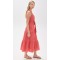 Elegant V-Neckline Sleeveless Self-Belt At Waist Button Placket Solid Color Tiered Dress