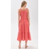 Elegant V-Neckline Sleeveless Self-Belt At Waist Button Placket Solid Color Tiered Dress