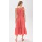 Elegant V-Neckline Sleeveless Self-Belt At Waist Button Placket Solid Color Tiered Dress