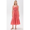 Elegant V-Neckline Sleeveless Self-Belt At Waist Button Placket Solid Color Tiered Dress