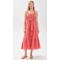 Elegant V-Neckline Sleeveless Self-Belt At Waist Button Placket Solid Color Tiered Dress