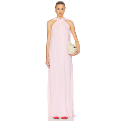 High quality Halter neckline Hot sale Sleeveless Sexy Fashionable Woman's Long Dress