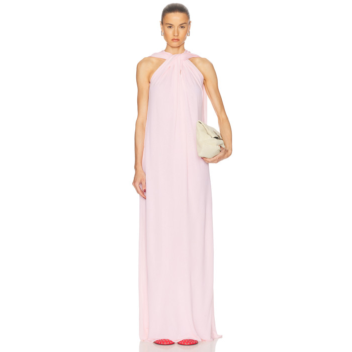 High quality Halter neckline Hot sale Sleeveless Sexy Fashionable Woman's Long Dress