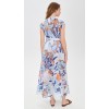 Fashion Daily V-Neckline Cap Sleeve Self-Belt At Waist Button Placket Floral Print Tiered Dress