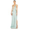 Deep V Halter neckline High slit Cross back Smooth Satin fabric Glamorous Elegant Woman's Maxi Dress