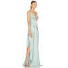 Deep V Halter neckline High slit Cross back Smooth Satin fabric Glamorous Elegant Woman's Maxi Dress