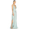 Deep V Halter neckline High slit Cross back Smooth Satin fabric Glamorous Elegant Woman's Maxi Dress