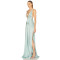 Deep V Halter neckline High slit Cross back Smooth Satin fabric Glamorous Elegant Woman's Maxi Dress
