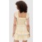 Sweat Daily Square Neckline Short Flutter Sleeve Smocked Elastic Bodice Lace Edges Dress
