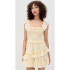 Sweat Daily Square Neckline Short Flutter Sleeve Smocked Elastic Bodice Lace Edges Dress